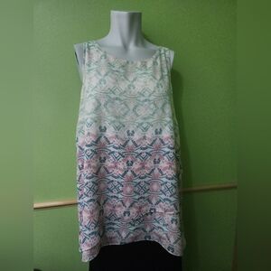 CAbi Mosaic Sleeveless Tiered Tank Top Size L